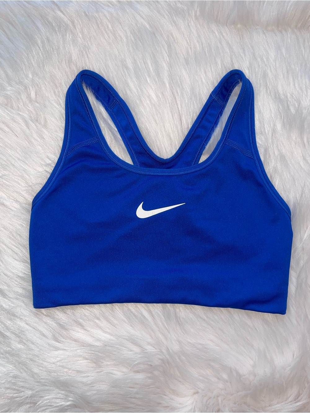 Nike blue sports bra women’s S small racerback gym dri fit workout bra logo
